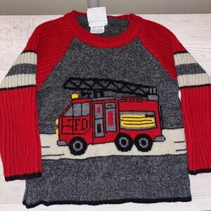 Vintage 1990s Toddler Fire Engine crewneck knit sweater Size 2T